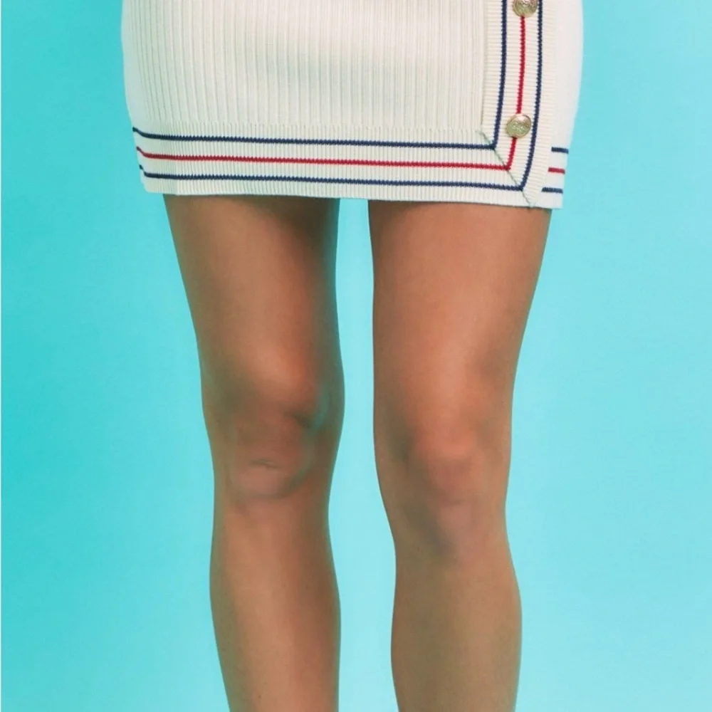 Knit Collar Two Piece Short Sleeve Top and Mini Skirt Matching Set - Picture 12 of 15